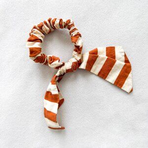 Madewell Burnt Orange and Cream Striped Bow Hair Scrunchie